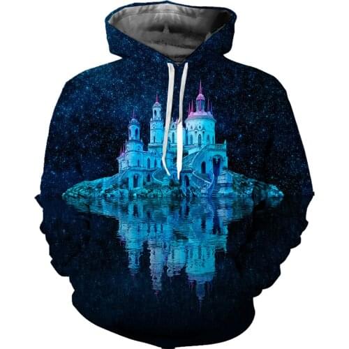 REAL American SIZE Custom High Quality Galaxy Queen Castle Sublimation Printing Plus Size Hoodies