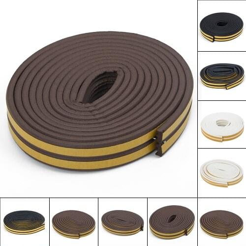 5M D/E/P Black/White/Brown Type Foam EPDM Silicone PVC Weather Draught Excluder Se-lf Adhesive Casement Door Seal Strip