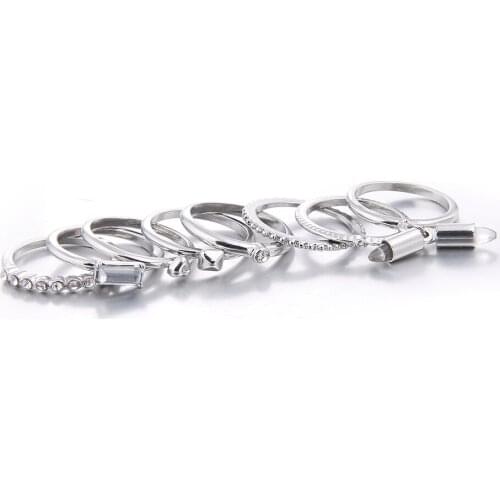 Lureme Vintage Retro Natural Stone Crystal Joint Knuckle Nail Ring Set of 8pcs for Women Jewelry Gift 2 Colors (rg001822)