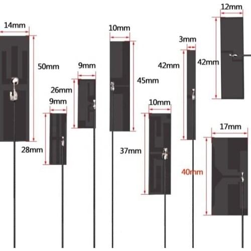 40*15mm 4G mini LTE internal FPC patch glue antenna with 90 degree flying 1.13mm lead to ufl