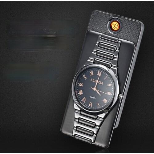 Watch Lighter USB Rechargeable Cigarette Lighter Windproof Metal Gift Male Lighters Smoking Briquets Et Accessoires Fumeurs