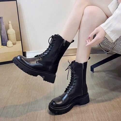 Womens boots fashion autumn new brand design womens boots wedge shoes low heel middle tube winter boots