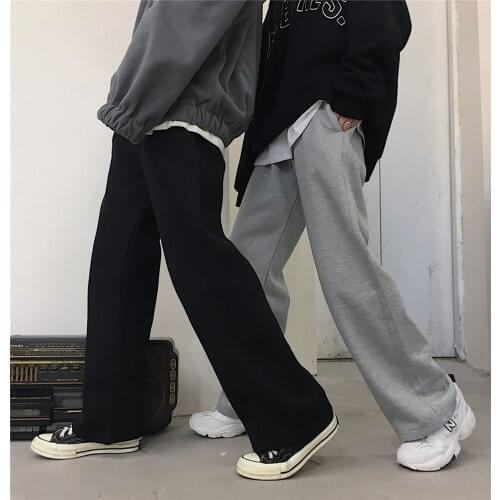 Autumn Casual Womens Clothing Solid Thicken High Waist Harajuku Vintage Hipster Brands Streetwear Wide Leg Pants Unisex New