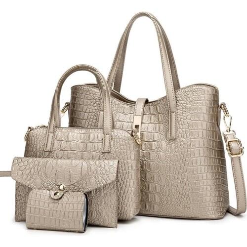 Ladies Handbags Crocodile Pattern Handbag New 2021 Slung Shoulder Bag Handbag Bag 4PCS mother and child bag