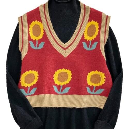 Pull sans manches femme 2021 autumn and winter korean style v neck knitted sleeveless vest sweaters womens pullovers womens