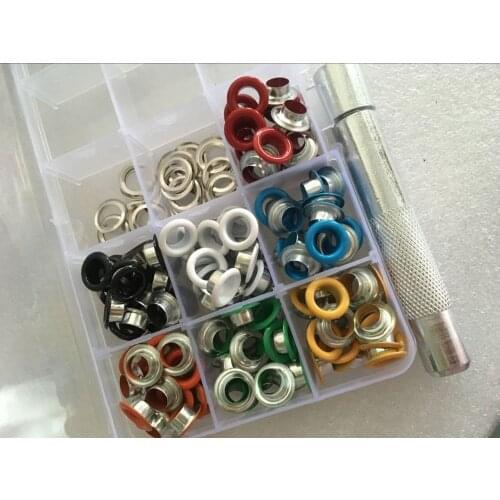 1 tool + 200pcs 8mm Scrapbook Eyelet Random Mixed Color Metal eyelets For Scrapbooking DIY embelishment garment clothes eyelets