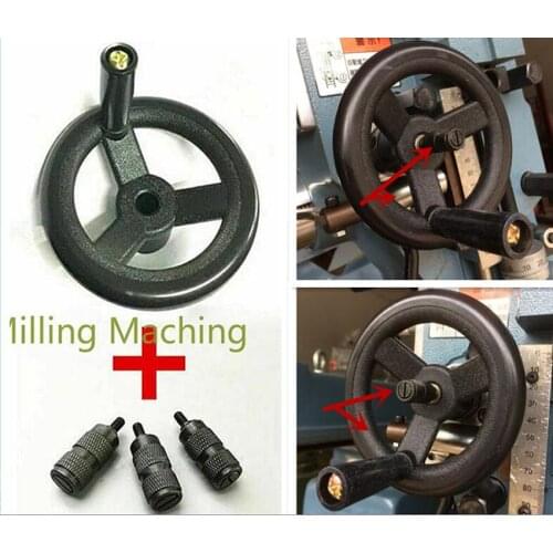 1Set Milling Machine M1431 B125+126 Fine Feed Black Plastic Hand Wheel + B110+111 3X Feed Reverse Knob For BRIDGEPORT Mill Tools