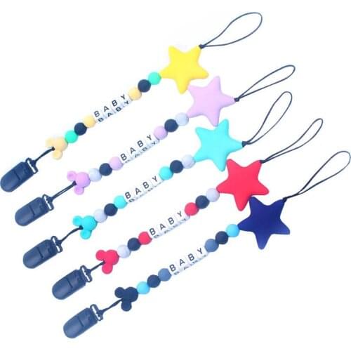 1pc New Baby Soft Silicone Pacifier Clips Cartoon DIY Funny Pacifier Chain Infant Feeding Teething Chew Toys Toddle Dummy Clips