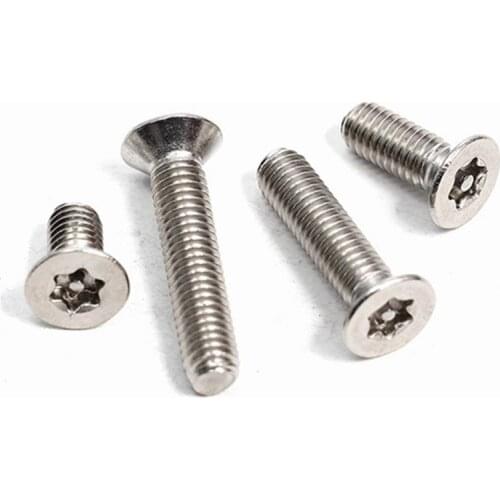 10/50x 304 stainless steel Six Lobe Torx Flat Countersunk Head with Pin Tamper Proof Anti Theft Security Screw Bolt M2.5M3M4M5M6
