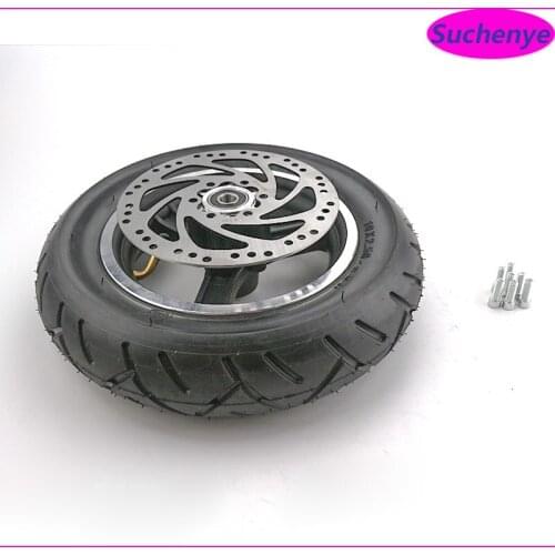 10 Inch 10X2.50 Electric Scooter Wheels 10X2.50 with Disc Brake and with Wheel Hub Disc Brake Set Hollow Solid Tire
