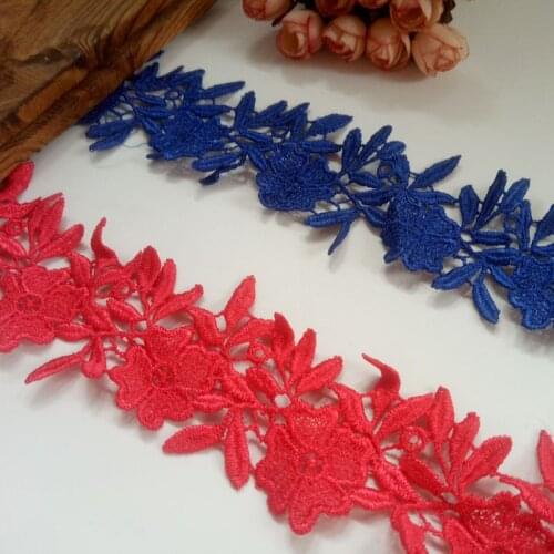 10m Sapphire Red Polyester Lace Trimming Ribbon Dress Lengthened Skirt Accessories 6cm wide