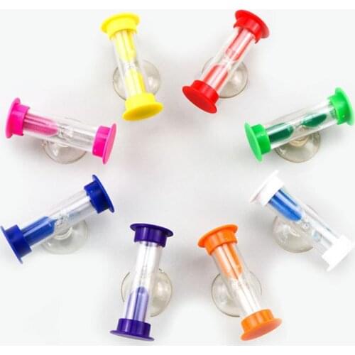 100PCS 2/3 Min Hourglasses For Shower/Teeth Brushing Timer With Suction Cup Sandglass Sand Clock Home Decor Random Color SN983