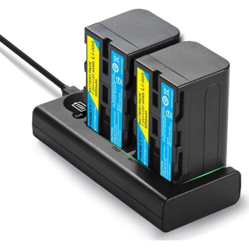 2pcs 5200mAh NP-F770 NP-F750 NP F770 np f750 NPF770 750 Batteries + LED USB Charger for Sony NP-F550 NP-F770 NP-F750 F960 F970