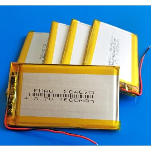 5 pcs 3.7V 1600mAh 504070 polymer lithium li-po Rechargeable battery for MP3 GPS DVD bluetooth recorder e-book Speaker keyboard