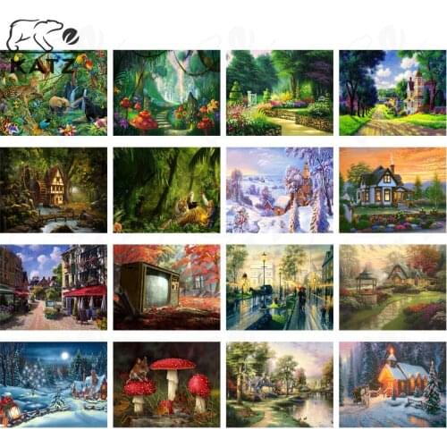 Diamond Painting Landscape Pictures Cross Stitch Mushroom House Embroidery Painting By Numbers Diy Diamond Mosaic Photo Decor