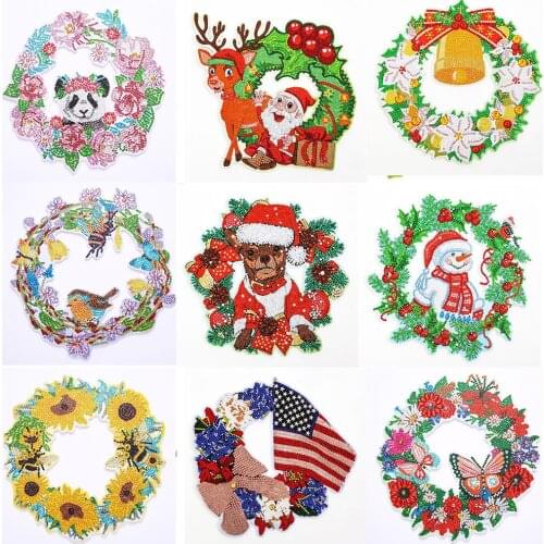 DIY Diamond Painting Wreath Circle Diamond Mosaic Door Home Wall Decor Special Shaped Drill Diamond Embroidery Kit Cross Stitch