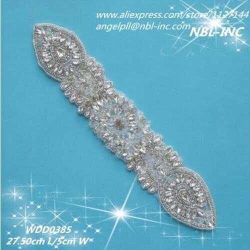 Crystal bridal beaded rhinestone sash applique iron on for wedding evening dress WDD0385