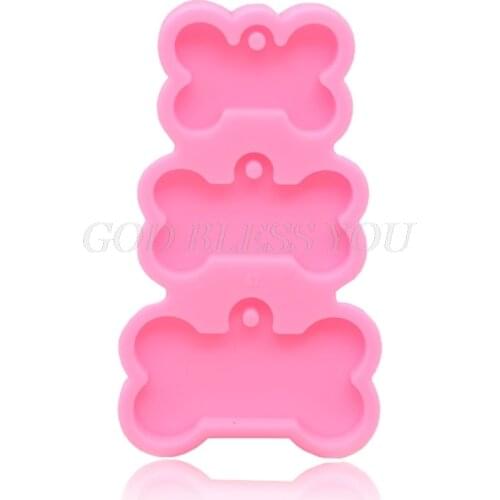 3-Cavities Pet Dog Tag Bone Shaped Keychain Epoxy Resin Mold Charm Jewelry Pendants Silicone Mould DIY Decoration Tool Drop Ship