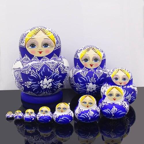 10pcs/set Wooden Matryoshka Doll Russian Dolls Baby Toy Nesting Dolls Hand Painted Home Decoration Wooden Art Birthday Gifts