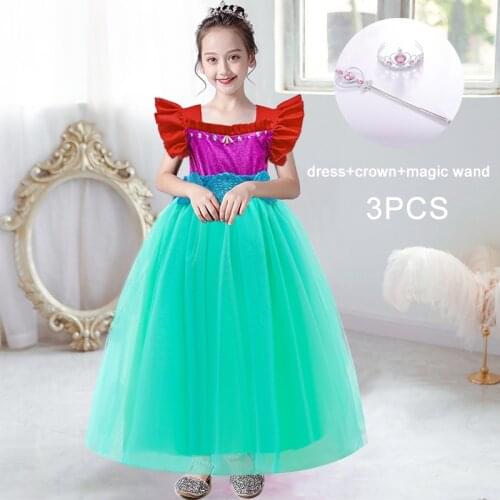 2021 Halloween Kids Mermaid Dresses For Girls Children Clothes Baby Girl Party Princess Cosplay Dress School Role Play Costumes