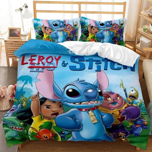 Disney Lilo & Stitch Bedding Set 3D Cartoons Duvet Cover Set Home Textiles with Pillowcases Queen Sizes Boys Girls Bedroom Gifts