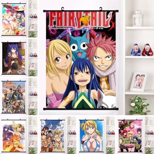 HD FAIRY TAIL Canvas Anime Character Hanging Picture Art Cartoon Poster Printed Decor Home Bedroom Wall Plastic Scrolls Painting