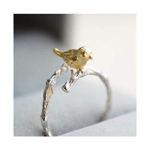 Real Silver Color Bird Branch Rings For Women Fashion Adjustable Size Wedding Ring Anillos