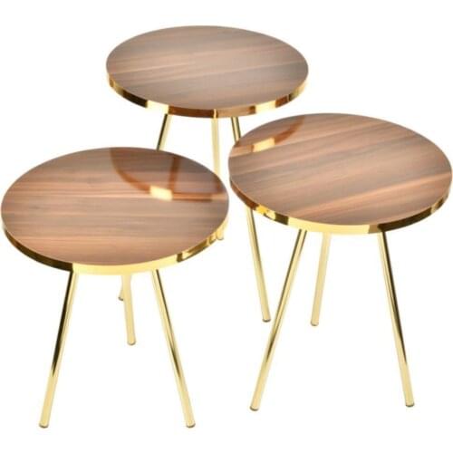 Metal Pedestal Zigon Coffee Table, Serving Stand Walnut