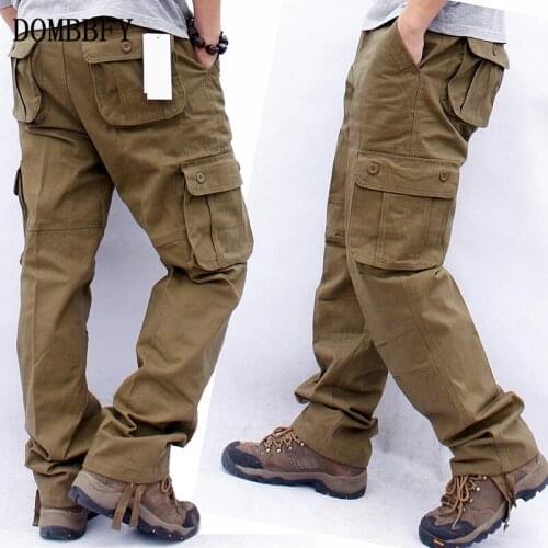 Mens Outdoor Hiking Fishing Pants Jungle Hunting Long Trousers Military Tactical Men Washed Cotton Multi Pocket Cargo Pants