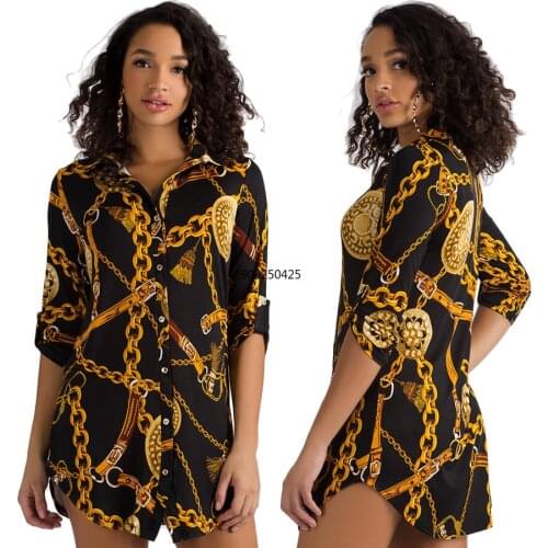 Super large size S - 6XL New style classic African womens Dress Dashiki fashion Printed long sleeve shirt with lapel