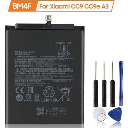 XiaoMi Original Replacement Battery BM4F For Xiaomi CC9 CC9e CC9E MI A3 Mi9 Lite New Authentic Phone Battery 4030mAh