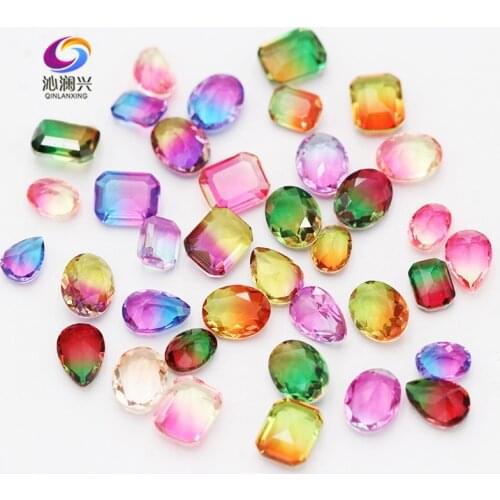 New product! 20pcs/bag Super beauty Gradient color K9 glass crystal 3D Nail Art pointback Rhinestones diy jewelry accessories