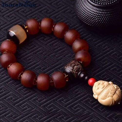 Wholesale Natural Sheep Claw Bracelets With Boxwood God of Wealth Pendant Hand String Lucky for Women Men Rosary Horn Bracelet