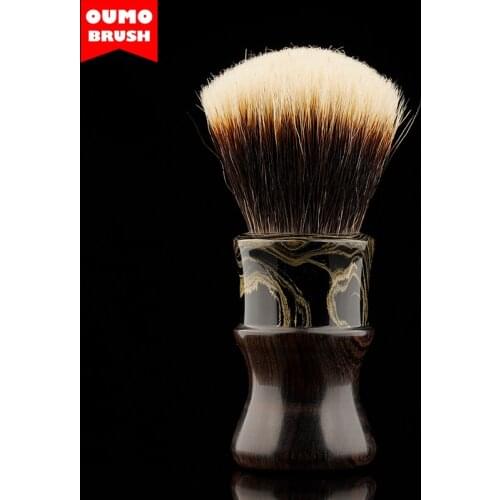 OUMO BRUSH- Ebonite Mixed wood "Babel" shaving brush with badger hair knot