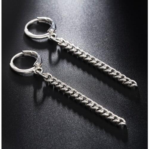 Punk Style Simple Chain String Drop Earrings Korean Style Long Earrings Statement Earrings Gift Hiphop jewelry E0408