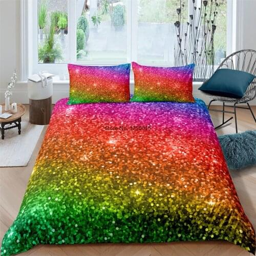 Luxury Lightweight Bedclothes Decor with Pillowcases Rainbow Bedding Set for Kids Girls Teens Printing Colorful Comforter Cover