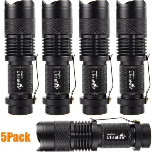 Ultrafire 5Pack Handheld Flashlight 3 Modes 300LM Zoom Spotlight Torch Lantern Hunting Camping Flash Lights luz 14500 Glare Flas
