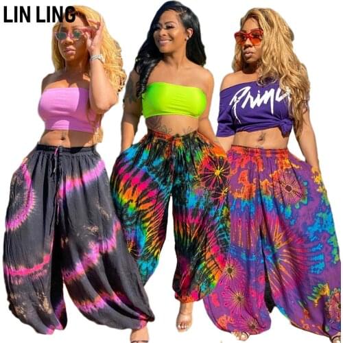 LINLING Yoga Harem Pants for Women Boho Hippie Bohemian Aladdin Baggy Jumpsuit Casual Loose Street Pants