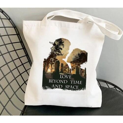 Shopper love beyond time and space Outlander Bag Harajuku women Shopping Bag Canvas Shopper Bag girl Tote Bag Shoulder Lady Bag
