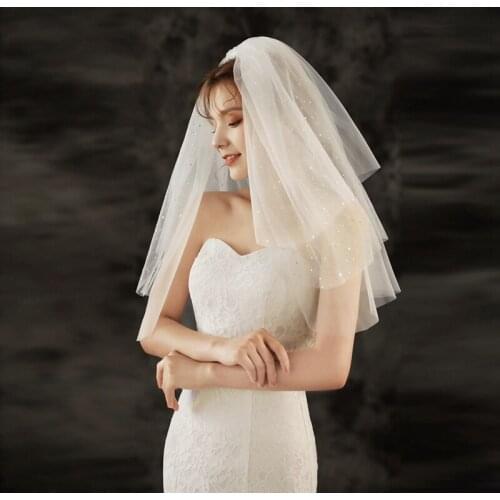 New Arrival Ivory Bridal veils Cheap Wedding lace Edge Bride Mariage bridal headwear Wedding accessories Matrimonio Velo sposa