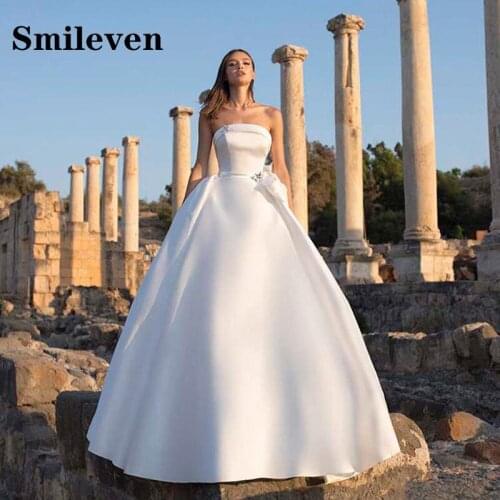 Smileven Princess Wedding Dress Strapless A Line Bridal Gowns Vestido De Noiva With Big Bow