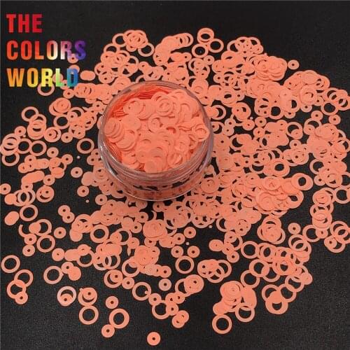 TCT-323 Hollow Ring Neon Bright Matte Colors 6MM Solvent Nail Glitter Decoration Body Art Tumblers Crafts Festival Accessories