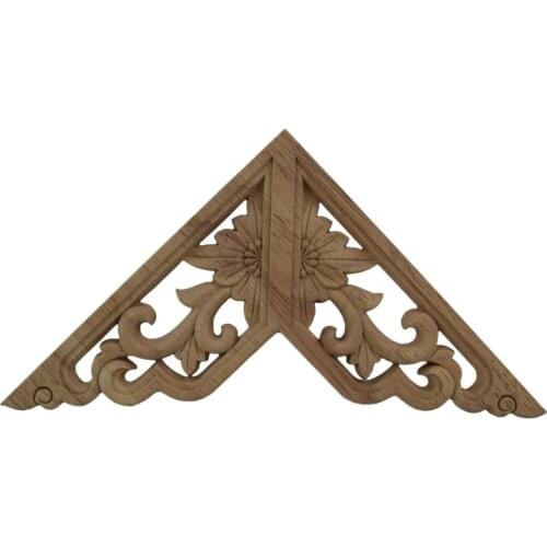 Vintage Wood Applique Furnishing Floral Decoration Woodcarving Decal Corner Home Decoration Accessories for Living Room