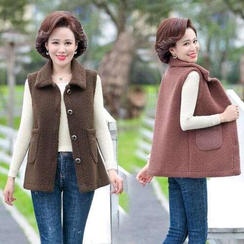 5XL Lamb Wool Autumn Winter Coat Women Jacket Fleece Shaggy Warm Sleeveless Waistcoat Overcoat Single Breasted Outwear Vest