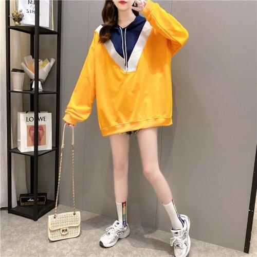 Womens clothing autumn 2022 autumn sweater female students loose new style hoodie color matching Oversized hoodie
