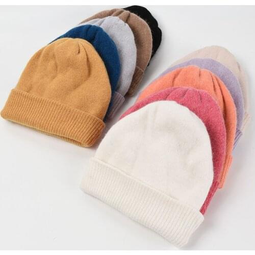 100% Real Rabbit Fur Women Hat Winter Knitted Warm Cap Female Solid Color Curled Coarse Wool Multicolor Beanies Accessories