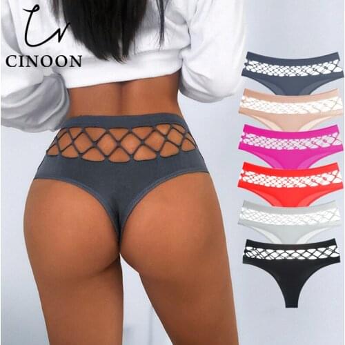CINOON Women Panties Hollow Out Lingerie Europe Ins Sports Hip-Lifting Underwear Sexy Seamless Elastic G String Thong Underpant