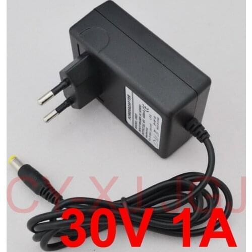 100pcs 30V 1000mA AC 100V-240V Converter Adapter DC 30V 1A 1000mA Power Supply EU Plug 5.5mm x 2.1mm
