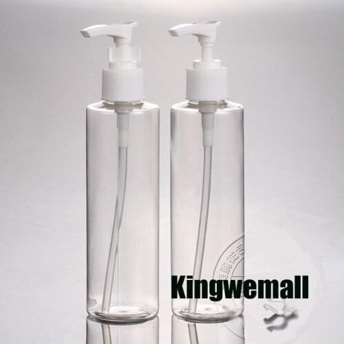 300PCS/LOT 200ml Transparent Plastic Lotion Pump Bottle,200cc Pet Bottle With Press Pump, 200ml PET Cream Bottle