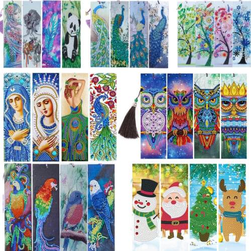 4Pcs Diamond Art Bookmarks Kits DIY Diamond Painting Bookmark Special Shaped Drill Cross Stitch Embroidery Kits Art Craft